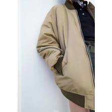 Zara Oversize Fermuar Detaylı Dolgulu Bomber Mont ABZRA0059
