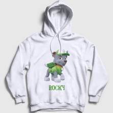 Presmono Unisex Beyaz Rocky Paw Patrol Kapüşonlu Sweatshirt