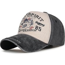 Kurt Nakışlı Vintage Eskitme Pamuklu Şapka