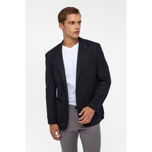 Siyah Regular Desenli Mono Yaka 6 Drop Ceket