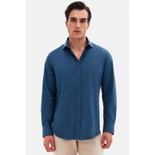 Ds Damat Slim Fit Petrol Yeşili Klasik Kravatlık Uzun Kol Kolay Ütülenebilir Gömlek 2HF02ORT5185