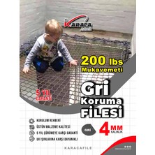 Gri Güvenlik File– 1,5 M Yükseklik | Metreyle Kesim | 4 mm Ip, 5x5 cm Göz Aralığı + Montaj Aparatları