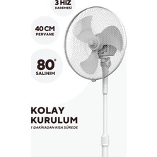 Kumtel KTF-290 Beyaz Vantilatör 16'' (3p)