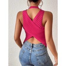 Aisha Elbise Kadın Sıfır Kol Sırt Çapraz Detay Triko Bluz