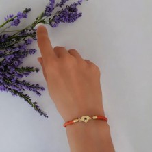 14 Ayar Plakalı Altın Ö Harfine Özel Turuncu Derili Kalp Figürlü Hediye BILEKLIK-434HARF