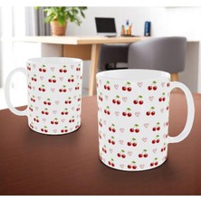 Kirazlı Kalpli Kupa Bardak Kalpli Kirazlı Kupa Bardak