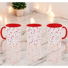 Yıldızlı Kupa Bardak Yıldız Özel Kupa Bardak Içi ve Kulbu Kırmızı