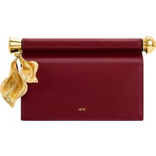 Jw Peı Bordo Vegan Deri Metal Kolye Süslemeli Clutch