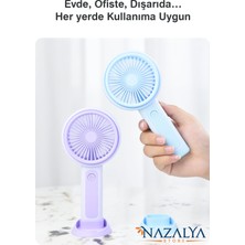 Telefon Standlı Taşınabilir El Masa Fanı - Mini Vantilatör Masaüstü Şarjlı Soğutucu