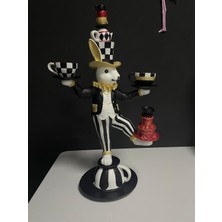 Mikkartdesign Siyah-Beyaz Alice Akrobat Polyester Tavşan Biblo