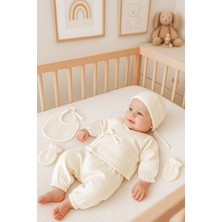 Sitilin Müslin 5'li Kimono Bağcıklı %100 Pamuk Hastane Çıkışı Yenidoğan Bebek Hediye Set 7069