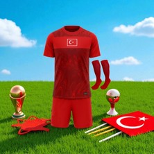 Bite Nose Türkiye Milli Takım Kırmızı Şortlu Çocuk Çoraplı  T-Shirt Halısaha Forma
