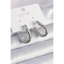 Pirinç Gümüş Renk Halka Model Kadın Küpe - EBJ241012W28495