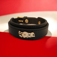 14 Ayar Plakalı Altın Zülfikar Temalı Siyah Derili Türkiye Haritalı Hediye BILEKLIK-440SEMBOL