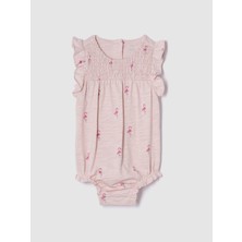 Gap Bebek Pembe Organik Pamuk Smocked Balon Kısa Tulum
