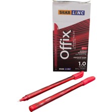 Silka Linc Offix Iğne Uç Kırmızı Tükenmez Kalem 1mm Uç 50'li Paket