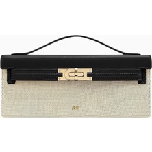 Jw Peı Siyah Kanvas Timsah Desenli Üst Saplı Çanta