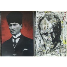 A4 Boyut Atatürklü Spiralli Kareli-Çizgili Defter 100 Yaprak (2 Li)