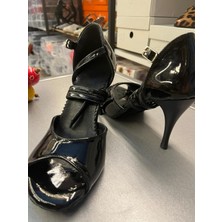 Siyah Rugan Kapalı Topuk 8,5 CM(13PONT) Tango, Dans ve Salon Ayakkabısı