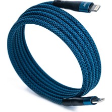 4Berry BMLC-02 Manyetik Type-C to Lightning Hızlı Şarj Kablosu 1.5 Metre | 3A PD Destekli | Mıknatıslı Pratik Kullanım- Mavi