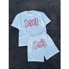 Erkek Nakış Işlemeli Şortlu Takım - Beyaz