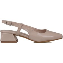 Trend Adımlar Krem Rugan Kadın Arkası Açık Klasik Ayakkabı