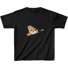 Unisex Çocuk Baskılı T-Shirt - Siyah