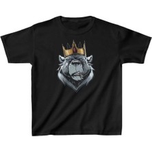 Unisex Çocuk Baskılı T-Shirt - Siyah