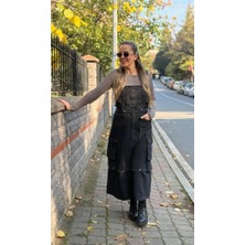 Çıtçıtları Çıkarılabilir Denim Salopet