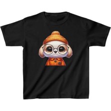 Unisex Çocuk Baskılı T-Shirt - Siyah