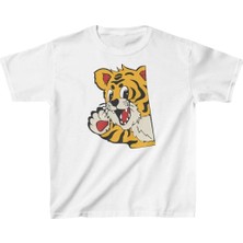 Unisex Çocuk Baskılı T-Shirt - Beyaz