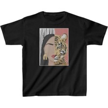 Unisex Çocuk Baskılı T-Shirt - Siyah