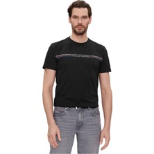 Tommy Hilfiger Erkek Pamuklu Kısa Kollu Yuvarlak Yaka Siyah T-Shirt MW0MW34428-BDS