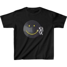 Unisex Çocuk Baskılı T-Shirt - Siyah