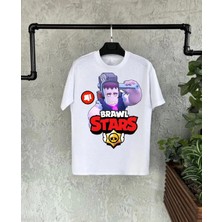 Unisex Bisiklet Yaka Kısa Kol Baskılı Çocuk T-Shirt - Beyaz