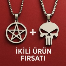 Asi Ruhlara Özel Fırsat! Pentagram & Punisher Kolye Ikili Set
