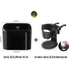 Bmw 2 Serisi Gran Tourer F46 2020-2021-2022-2023-2024-2025 Araç Içi Oynar Kapaklı Çöp Kutusu,kovası, Ayarlanabilen Organizer Bardaklık Iki Ürün Bir Arada