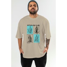 Mythology Club Ön Baskılı Oversize T-Shirt Erkek Kadın %100 Pamuk Bisiklet Yaka Tişort