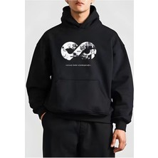 10 Kasıma Özel Üç Iplik Kapüşonlu Baskılı Sweatshirt - Siyah