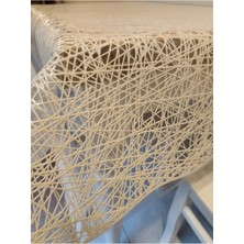 Bej Krem Ithal Pvc Muşamba - Desenli Silinebilir Masa Örtüsü Lüx Muşamba Sofra Bezi