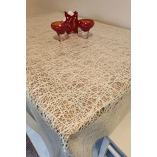 Bej Krem Ithal Pvc Muşamba - Desenli Silinebilir Masa Örtüsü Lüx Muşamba Sofra Bezi