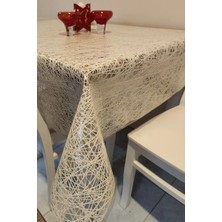 Bej Krem Ithal Pvc Muşamba - Desenli Silinebilir Masa Örtüsü Lüx Muşamba Sofra Bezi