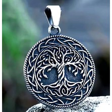 Yggdrasill Yaşam Ağacı Kolye Iskandinav Mitolojisi Temalı Hayat Ağacı ve Viking Pusulası Kolye