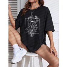 Baskılı Kadın T-Shirt - Siyah