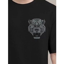 Erkek Baskılı Oversize T-Shirt - Siyah