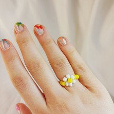 Crystal Atelier Miyuki Boncuk Papatya Yüzük-Papatya Yüzük-Miyuki Yüzük-Minimal Papatya Yüzük-Boncuk Yüzük-Bayan Papatya Yüzük-Çiçek Yüzük-Kadın Yüzük-Ip Yüzük