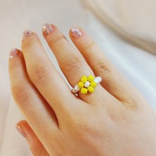 Crystal Atelier Miyuki Boncuk Papatya Yüzük-Papatya Yüzük-Miyuki Yüzük-Minimal Papatya Yüzük-Boncuk Yüzük-Bayan Papatya Yüzük-Çiçek Yüzük-Kadın Yüzük-Ip Yüzük