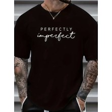 Erkekler Için Ön Arka Baskılı Perfectly Günlük Kısa Kol Tişört - Siyah