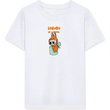 Kız Labubu Çocuk Baskılı T-Shirt - Beyaz