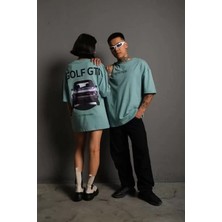 Kadın Sırt Golf Gtı Baskılı Oversize T-Shirt - Mint Yeşili